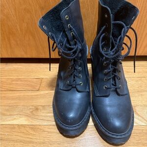 Black Lace-Up Combat Boots